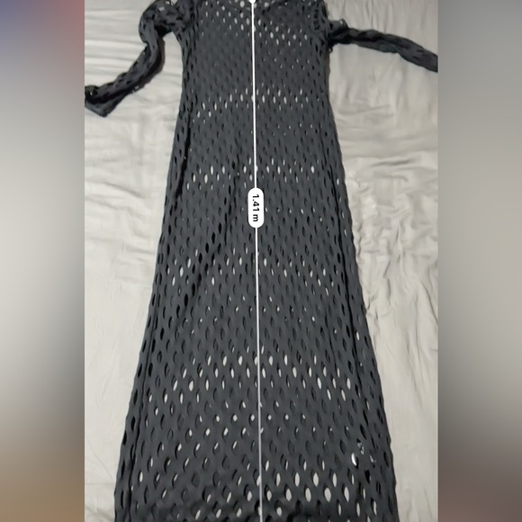 Black Long Sleeve Mesh Dress Bikini Cover Up - Picture 2 of 6